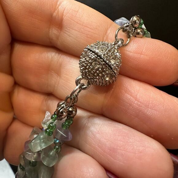 Three strands of Genuine fluorite and seed bead necklace! - Picture 6 of 8
